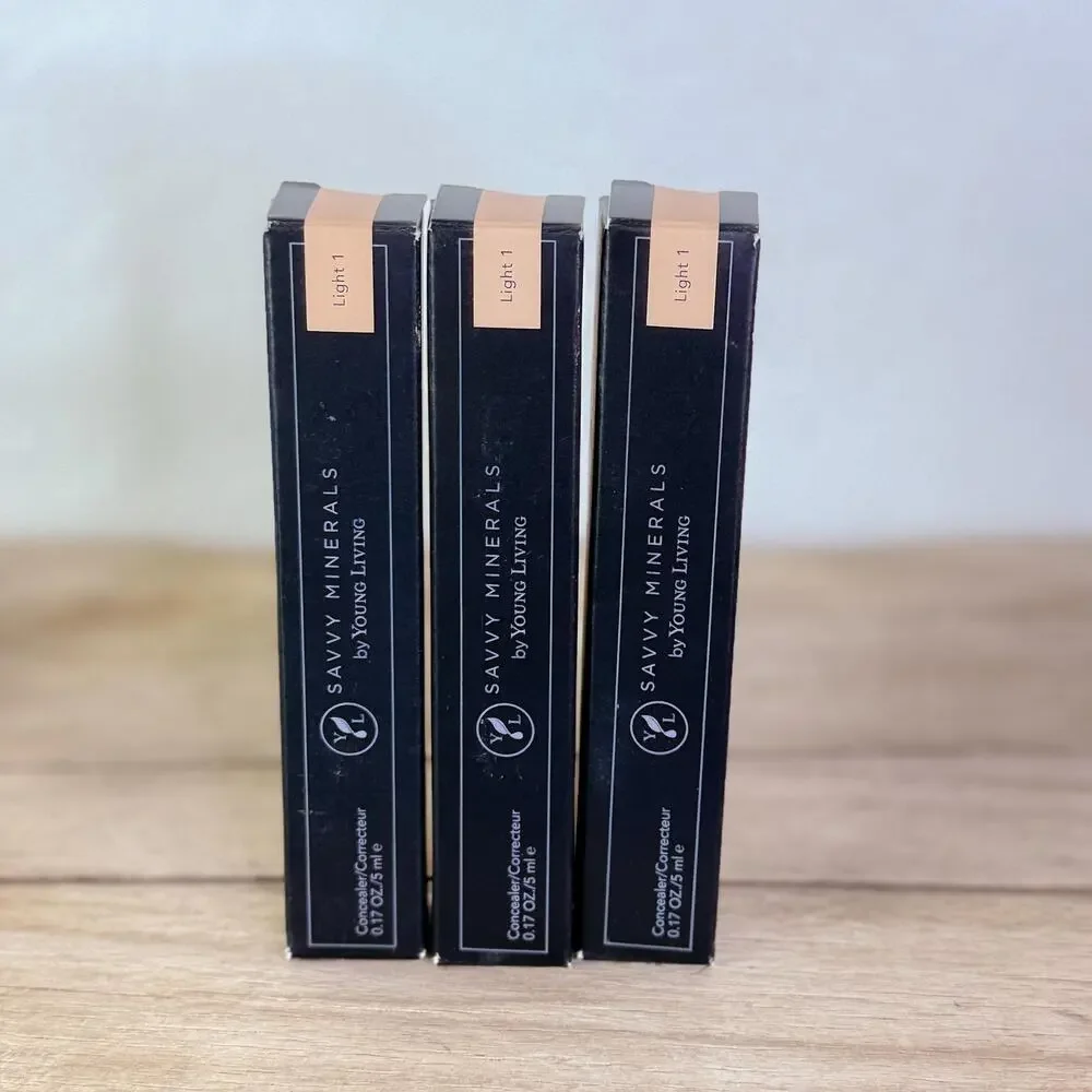 Savvy Minerals Young Living Clean Liquid Concealer Light 1 Makeup Lot of 3 NIB